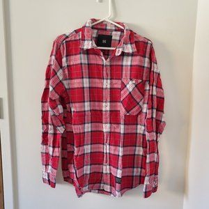 KR3W Mens Large Flannel Plaid Shirt